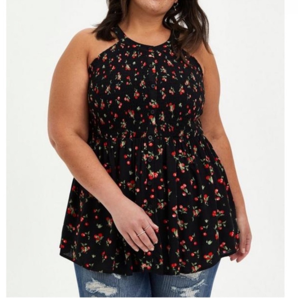 Torrid Black and Red Relaxed Tank Top